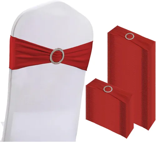 Miniatura 13 de WJWHQ 100 piezas de cintas elásticas de elastano con lazos para sillas, bandas de cubierta de silla con hebilla deslizante para eventos de boda