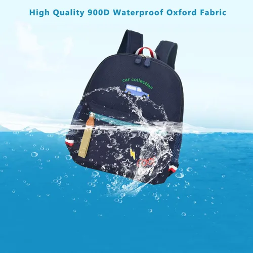 Miniatura 6 de willikiva Cartoon Bus 12 - Mochila de jardín de infantes para niños y niñas, mochila impermeable para niños preescolares con correa y arnés de Azul