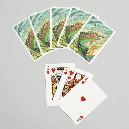 Miniatura 7 de Lantern Press Oregon, Fishing, Underwater Trout, 52 Playing Cards for Adults, Poker Size Card Deck