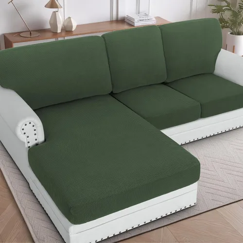 Miniatura 27 de H.VERSAILTEX Fundas para sofá seccional, 4 piezas, fundas de cojín de asiento de sofá en forma de L, fundas de cojín separadas para chaise longue