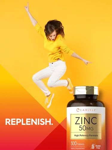 Miniatura 6 de Carlyle Zinc 50mg 300 tabletas Suplemento vegetariano, sin OMG y sin gluten Gluconato de zinc Fórmula de alta potencia