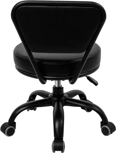 Miniatura 5 de Dayton Asiento con ruedas para garaje (negro mate) neumático, taburete corto con altura ajustable de 13 a 15 pulgadas, perfecto para oficina