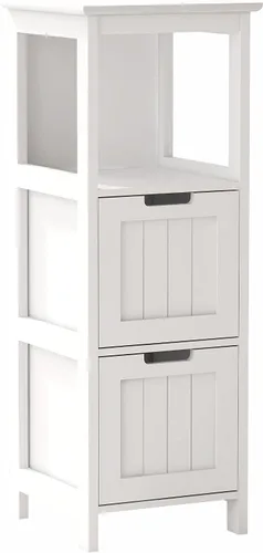 Miniatura 7 de RASOO Armario de almacenamiento de baño, armario organizador independiente blanco para baño, sala de estar (2 puertas y un estante ajustable)