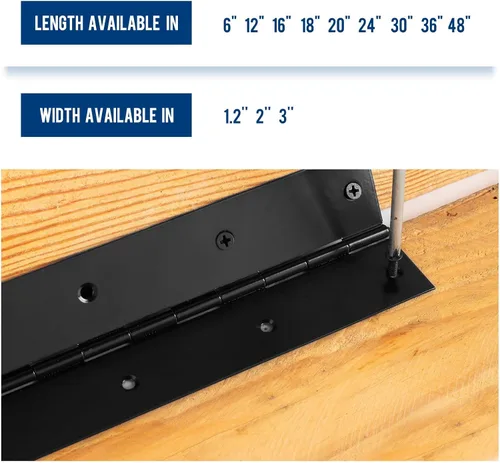 Miniatura 7 de Paquete de 2 bisagras de piano resistentes de 12 x 3 pulgadas, verdadero 0.060 pulgadas de grosor, bisagra continua de acero inoxidable negro