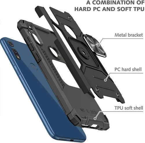 Miniatura 4 de HNHYGETE Funda para teléfono Moto E, Motorola E con protector de pantalla HD, a prueba de golpes, resistente a los golpes, con anillo de rotación