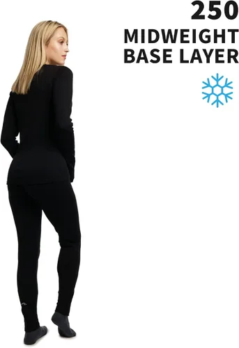 Miniatura 3 de Merino.tech Conjunto de capa base de lana merino para mujer, ropa interior térmica ligera de lana merino de peso medio para mujer, parte superior e