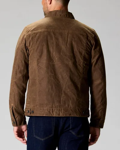 Miniatura 3 de Huckberry Flint and Tinder Chaqueta de Camionero Encerada con Forro de Franela para Hombre, Chaqueta para Hombre Resistente al Agua y a la Intemperie