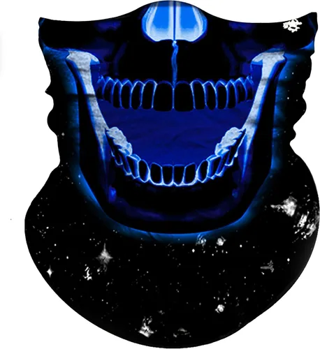 Miniatura 11 de Obacle Bandana máscara facial cuello polaina tubo máscara hombres mujeres para protección solar contra el polvo Bandera de calavera blanca y negra