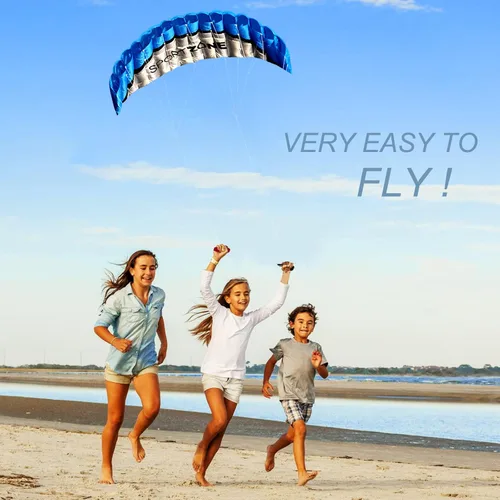 Miniatura 8 de HENGDA KITE 2.5m Dual Line Stunt Parafoil Kites Soft Stunt Kite for Beach Blue with Flying Tool