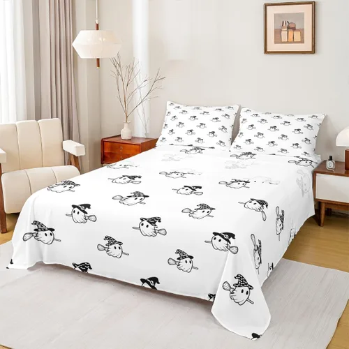 Miniatura 27 de Manfei Juego de sábanas de dibujos animados para niños, tamaño individual, bonito juego de ropa de cama de animales y mascotas, decoración