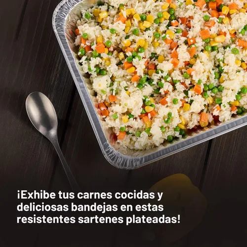 Miniatura 5 de Sartenes de aluminio de tamaño medio, 9 x 13, bandejas de papel de aluminio desechables extra resistentes para hornear (paquete de 30) asar y rozar