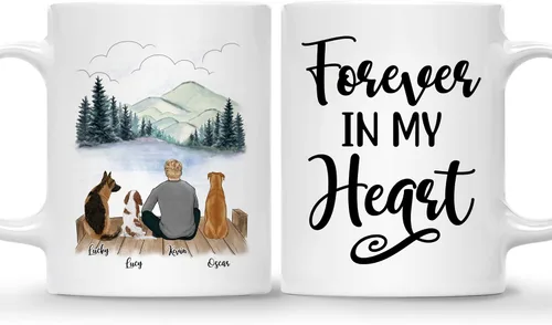Miniatura 16 de Gossby Taza personalizada para papá con perro, Forever in My Heart, regalo personalizado para hombres amantes de los perros con diseño, nombres, 1