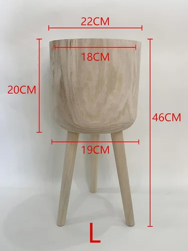 Miniatura 5 de RISEON - Maceta de madera moderna de mediados de siglo hecha a mano, soporte rústico para plantas de interior, maceta grande (grande)