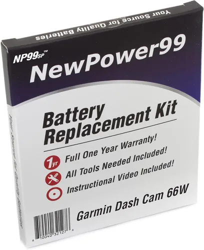NewPower99 Kit de repuesto de batería para Garmin Dash Cam 66W con instrucciones de video, herramientas y batería de larga duración