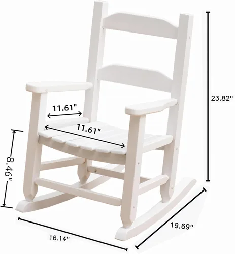Miniatura 3 de Mecedora para niños pequeños de madera para bebés, cómodas sillas mecedoras para guardería, dormitorio, sala de estar, sala de lectura al aire Silla