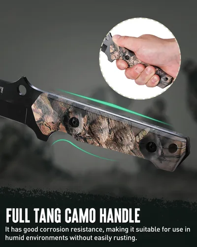 Miniatura 5 de Mossy Oak Juego de cuchillos de caza de hoja fija, 2 piezas, mango de espiga completa, borde recto y cuchillas de gancho intestinal, cuchillo