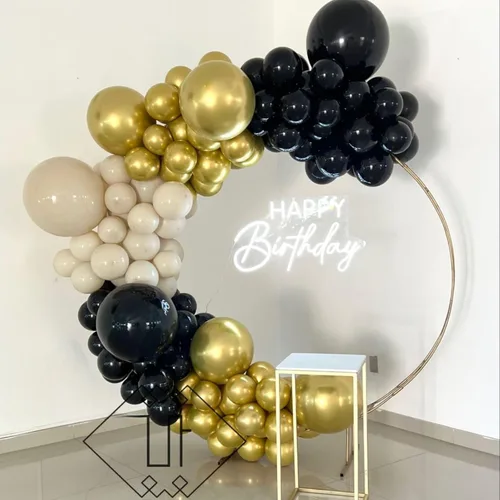 Miniatura 7 de Paready - Globos negros y dorados, 60 globos de 12 pulgadas de confeti dorado, globos de látex para fiestas con cintas para cumpleaños, graduación