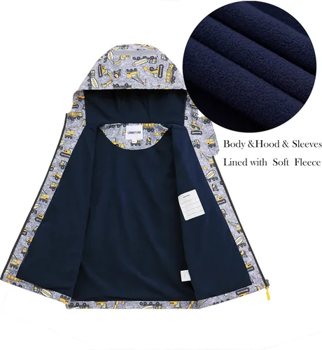 Miniatura 4 de UMMTOM Chubasqueros para niños, ligeros, impermeables, con capucha, de forro polar, rompevientos para niños