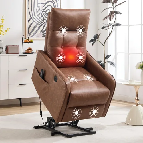 Miniatura 8 de Silla Reclinable con Elevación Eléctrica con Masaje de Vibración y Calor para Personas Mayores de Estatura Pequeña, Silla Elevadora Pequeña