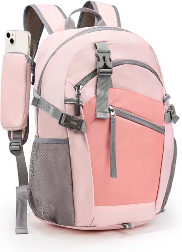 Miniatura 12 de Mochila de senderismo para mujeres y hombres de 20 litros con bolsillo extraíble para teléfono, mochila de viaje ligera pequeña mochila de Beige