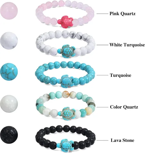 Miniatura 6 de Turtle Bracelet Sea Turtle Beaded Bracelet Father's Day gifts Natutal Stone Stretch Fits Most for Men Women Fashion Jewelry Valentines Day Gifts