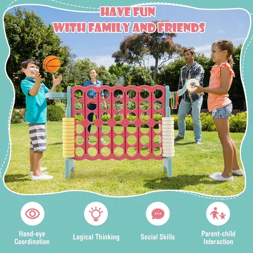 Miniatura 8 de AKUSTIK Juego de conexión gigante al aire libre, 4 en una fila, Jumbo 4 para marcar juego de conexión para niños y adultos, fiesta familiar, patio