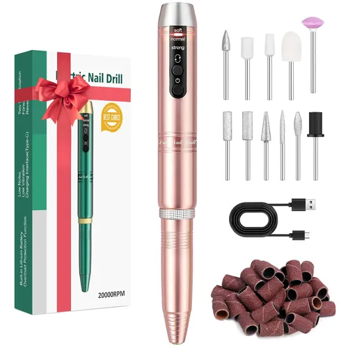 Miniatura 12 de Taladro de uñas eléctrico de 20000 rpm, compacto, portátil, Efile, profesional, manicura y pedicura, kit de taladro de lima de uñas para acrílico