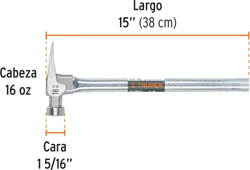 Miniatura 3 de Truper 10643 / MORCA-16T - 16 oz, tubular, martillo rascador California