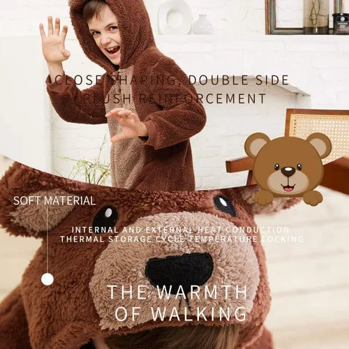 Miniatura 3 de COSUSKET Pijama de franela de ajuste cómodo para niños y niñas, Marrón