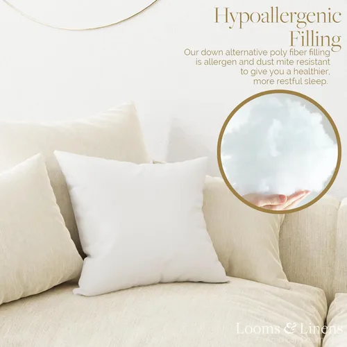 Miniatura 3 de Cojín de 10 x 10 pulgadas con relleno hipoalergénico – Hecho en Estados Unidos por Looms and Linens