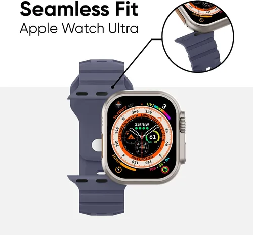 Miniatura 3 de Suitisbest Correa deportiva de silicona gris para Apple Watch para hombre, impermeable, resistente a los arañazos, 0.827 in de ancho Azul Gris/Gris