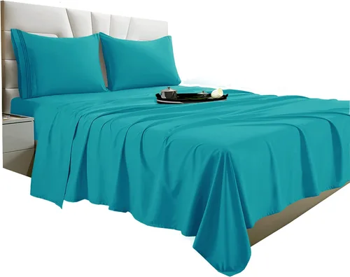 Miniatura 24 de Vacco Juego de sábanas tamaño Queen, sábanas y fundas de almohada de 4 piezas para hotel de lujo de la serie 1800, sábanas ultrasuaves