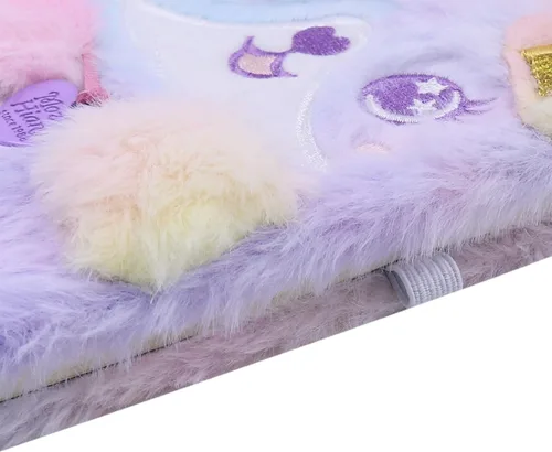 Miniatura 7 de BOLLEY JOSS Lovely Animal Notebook Kids Plush Diary for Girls Women Teens Cute Cat Fuzzy Journal Writing Pad A6 Ruled 160 Pages