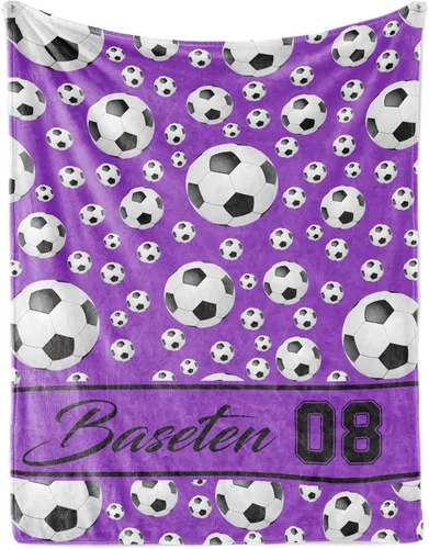 Miniatura 11 de Manta de fútbol personalizada con nombre, mantas personalizadas suaves para deportes de fútbol, mantas de cama verde, regalo personalizado