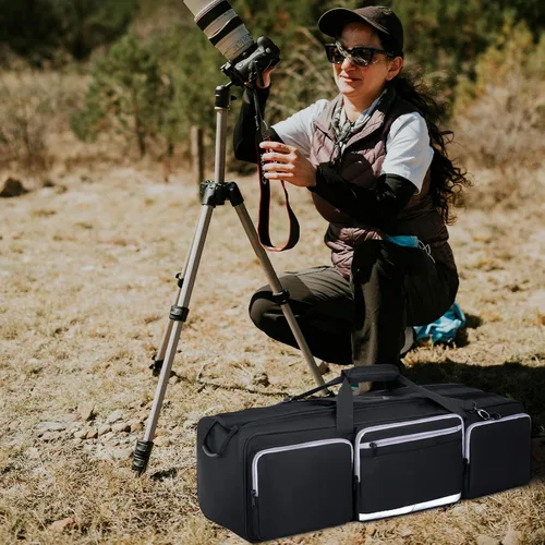 Miniatura 6 de IBVIVIC Bolsa para trípode, 30.7 pulgadas, funda de transporte de trípode resistente con divisor acolchado, bolsa de soporte de luz con doble