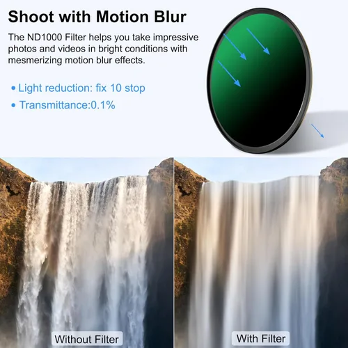 Miniatura 3 de Filtro ND 1000 de 2.835 in, filtro de densidad neutra fija de 10 paradas para lentes de cámara, revestimiento multiresistente de 30 capas, vidrio