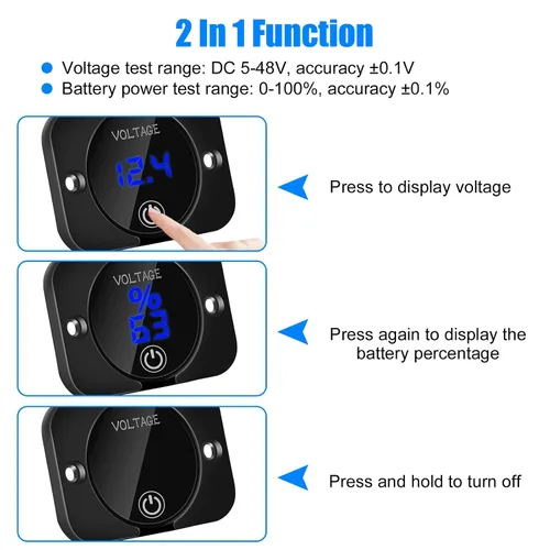 Miniatura 2 de Linkstyle Medidor de Voltaje de Batería, Voltímetro de Voltaje DC 12 Voltios 24 Voltios, Voltímetro de Voltaje con Pantalla Digital LED, Voltímetro