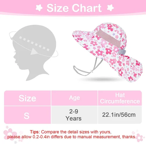 Miniatura 38 de Sombrero de sol para niños, protección UV, unicornio, verano, playa, jugar con ala ancha, solapa para el cuello para niñas y niños