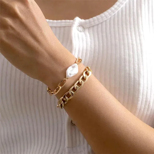 Miniatura 63 de Long tiantian Pulsera de oro gruesa para mujer, pulseras de oro delicadas, pulseras para mujer, pulseras apilables de eslabones de cadena