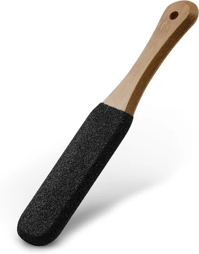 BEZOX Lima de pedicura de piedra pómez para pies (1 unidad), mango de madera, removedor de callos para pies y manos más suaves, limpiador de pies,