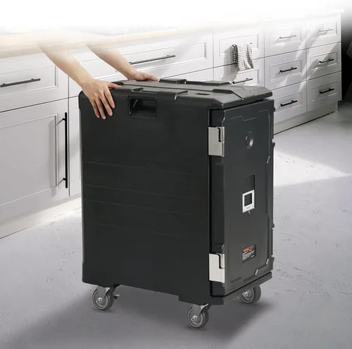 Miniatura 8 de VEVOR Portador de bandejas de alimentos aislado, Caja caliente de 127 Qt para catering, Portador de caja de alimentos LLDPE con hebillas dobles