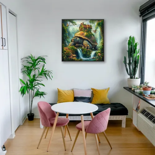Miniatura 5 de Rompecabezas de tortuga marina para adultos de 1000 piezas, rompecabezas de fantasía de naturaleza con tortuga gigante con pájaro de casa del árbol