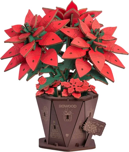 Miniatura 13 de rowood Rompecabezas 3D de flores de madera, juego de bloques de construcción de flores, kit de manualidades, día de la madre, día de San Valentín
