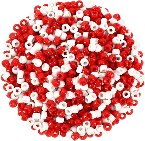 Miniatura 23 de UPINS Cuentas de pony para el día de San Valentín, 1200 piezas de cuentas de plástico redondas de colores rosa, rojo, púrpura y brillantes