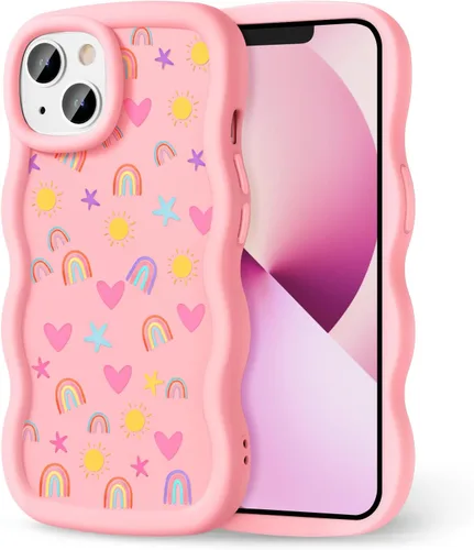Miniatura 197 de Compatible con iPhone SE/8/7 Funda para Mujeres y Niñas, Marco Ondulado Rizado con Patrón Lindo, Estética Delgada Suave Silicona TPU Parachoques