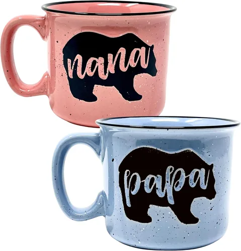 Miniatura 9 de Brooke & Jess Designs Juego de tazas de regalo para abuela y abuelo, tazas de café de 15 onzas (verde azulado para abuela, azul claro para abuelo)