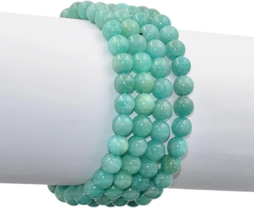 Miniatura 3 de AD Beads Pulsera elástica de cuentas redondas de piedras preciosas naturales, curación Reiki, 0.315 in