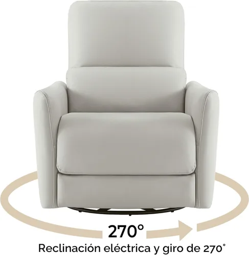 Miniatura 4 de CHITA Silla Reclinable Eléctrica Giratoria Deslizante, con Certificación FSC, Tapizada de Piel Sintética para Sala de Estar y Guardería, Sillón