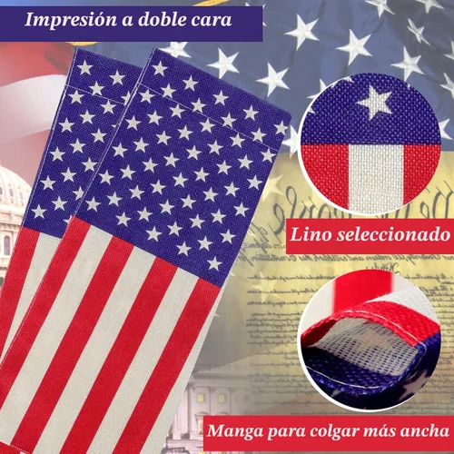 Miniatura 3 de URSKYTOUS Bandera de jardín americana pequeña bandera americana de doble cara de 12 x 18 pulgadas, resistente a la intemperie, banderas patrióticas