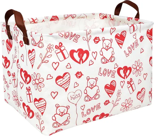 Miniatura 63 de Cesta de regalo de San Valentín, lindo corazón vacío, gran cesta de almacenamiento para decoración de habitación de niños y bebés (Amor de globo)